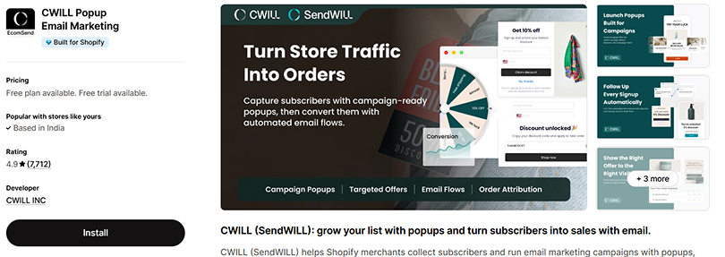 CW Email Popup Email Marketing Shopify app