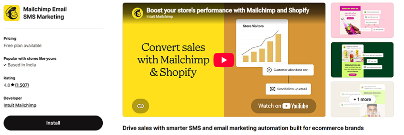 mailchimp email sms marketing shopify app