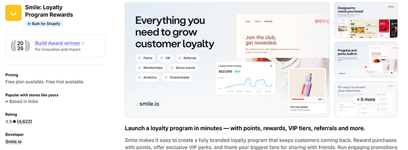 Smile Loyalty Program Rewards Shopify app