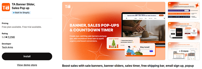 TA Banner Slider and Sales Pop up Shopify app